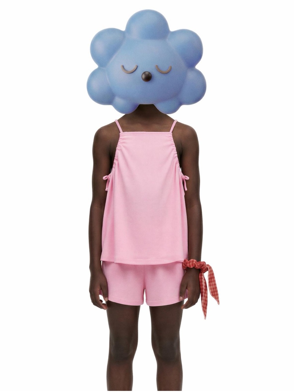 Zara kids, pink, cotton linen blend top and shorts set, 6-7 years